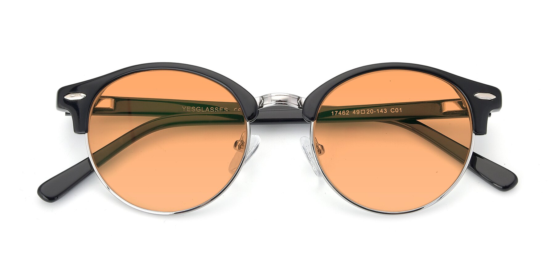 Folded Front of 17462 in Black-Silver with Medium Orange Tinted Lenses