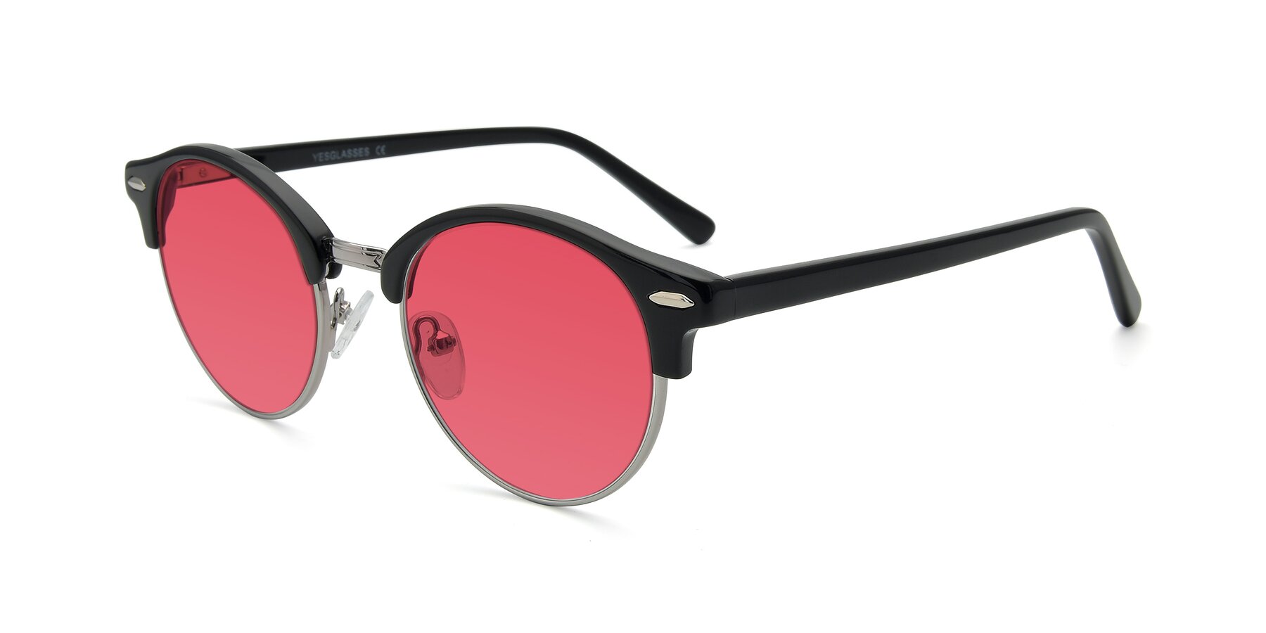 Angle of 17462 in Black-Silver with Red Tinted Lenses