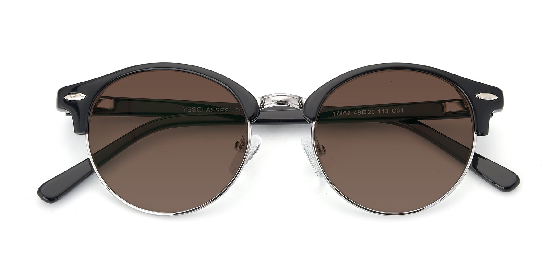 Folded Front of 17462 in Black-Silver with Brown Tinted Lenses