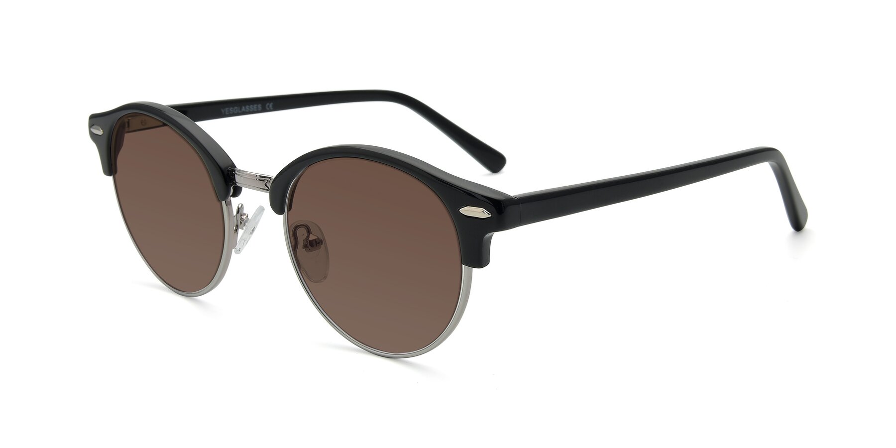 Angle of 17462 in Black-Silver with Brown Tinted Lenses