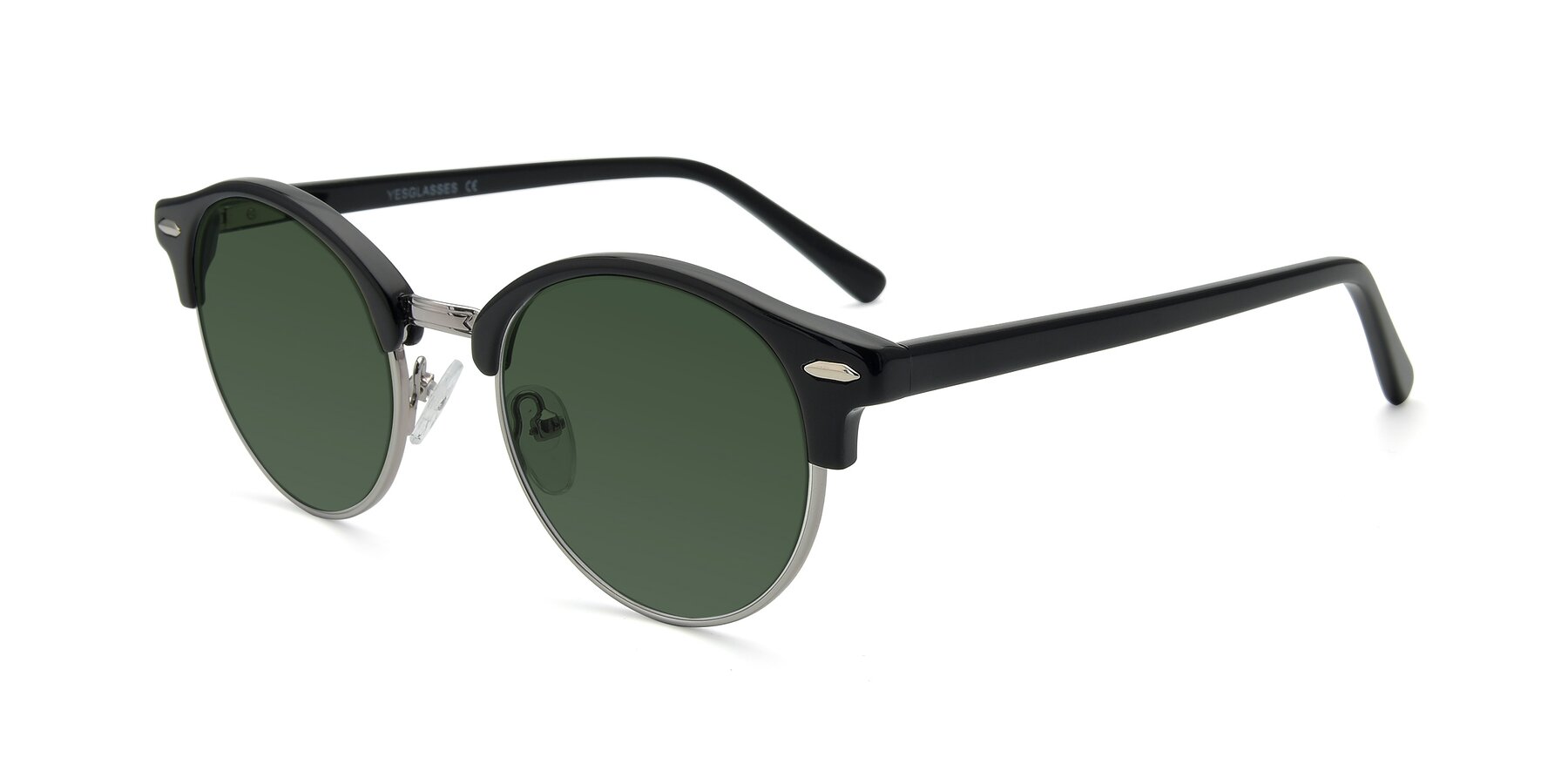 Angle of 17462 in Black-Silver with Green Tinted Lenses
