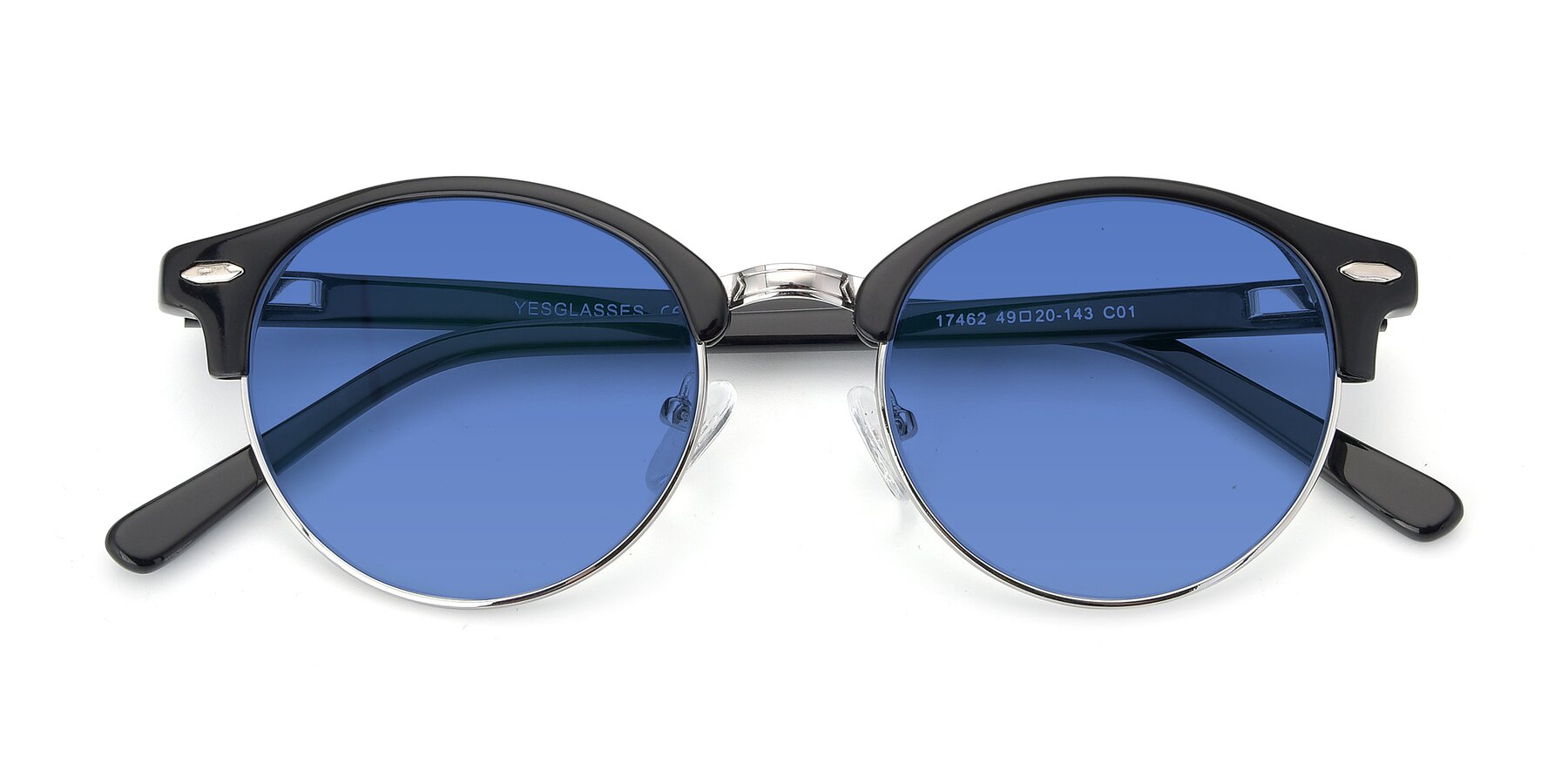Folded Front of 17462 in Black-Silver with Blue Tinted Lenses
