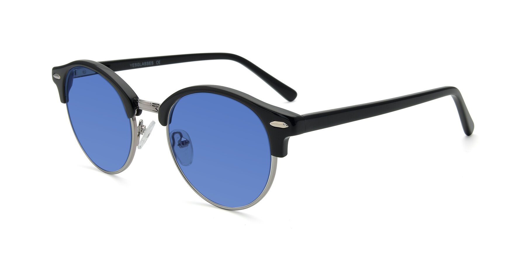 Angle of 17462 in Black-Silver with Blue Tinted Lenses