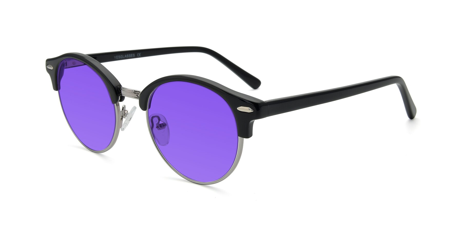 Angle of 17462 in Black-Silver with Purple Tinted Lenses