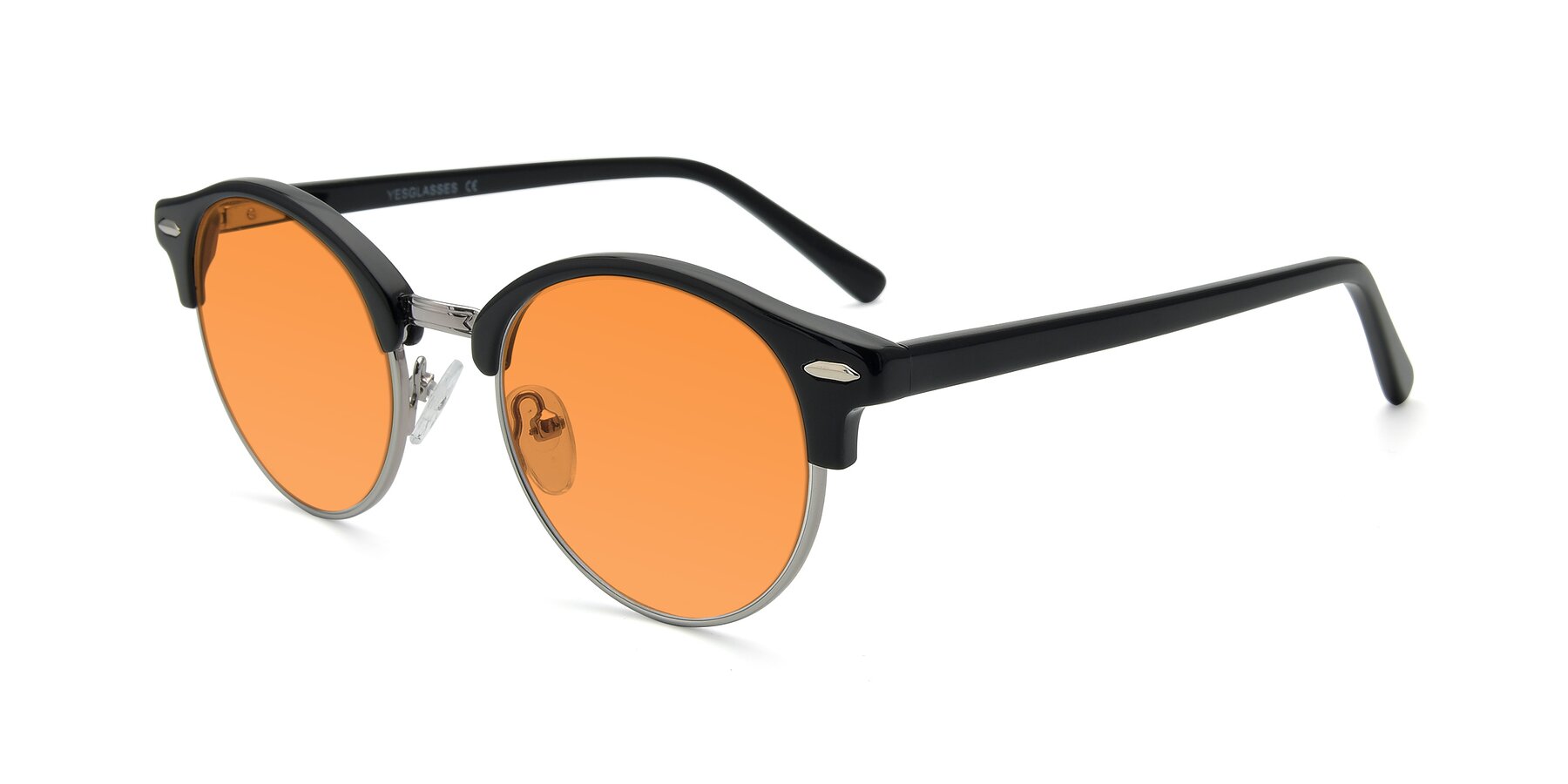 Angle of 17462 in Black-Silver with Orange Tinted Lenses
