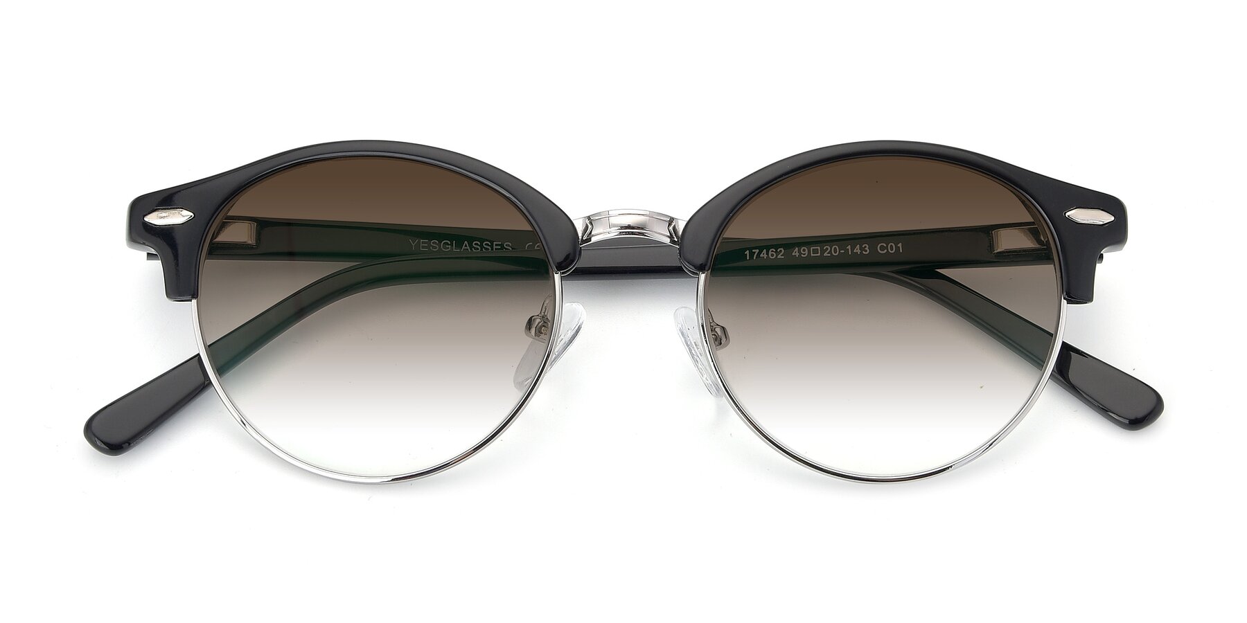Folded Front of 17462 in Black-Silver with Brown Gradient Lenses