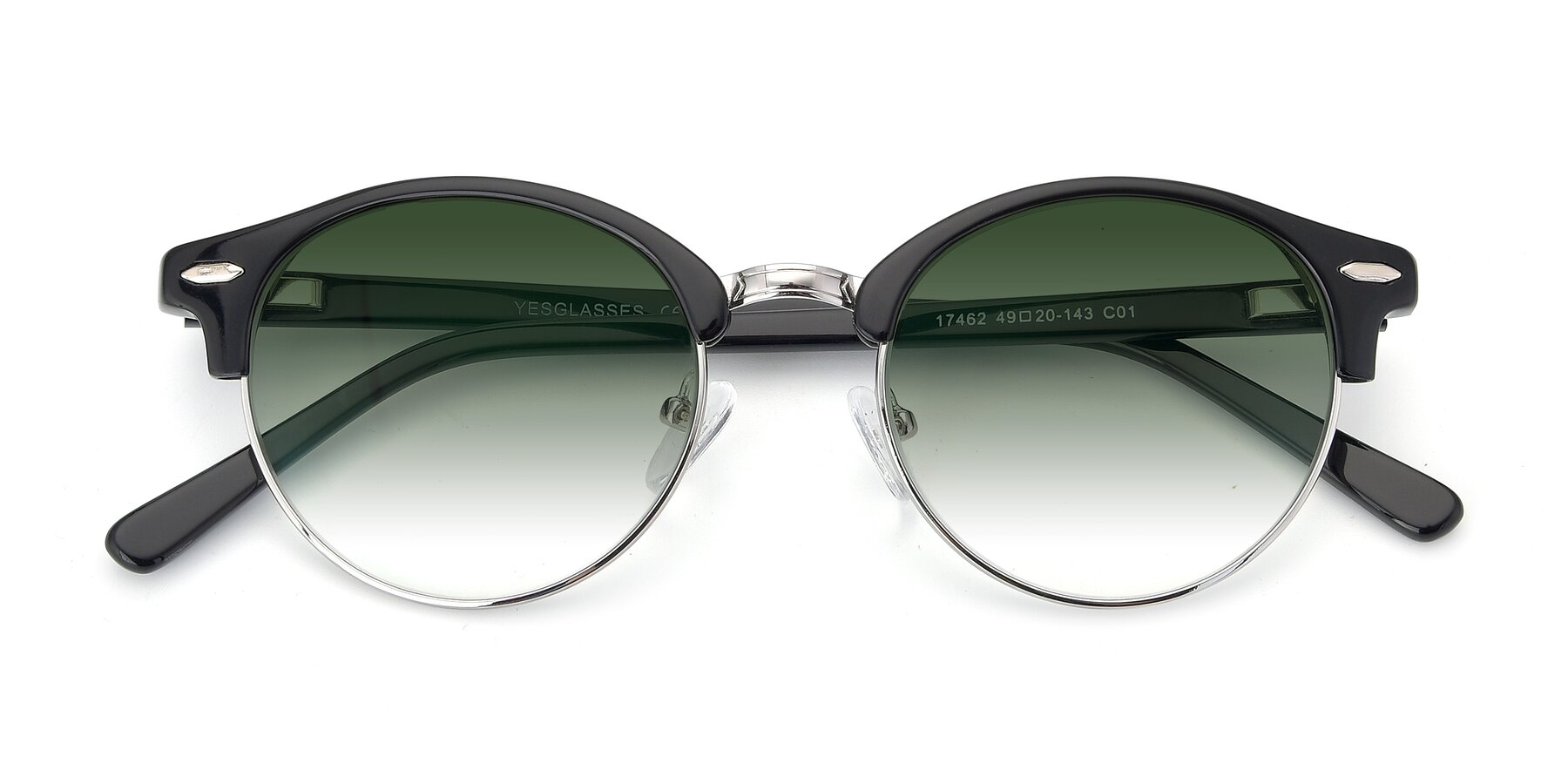 Folded Front of 17462 in Black-Silver with Green Gradient Lenses