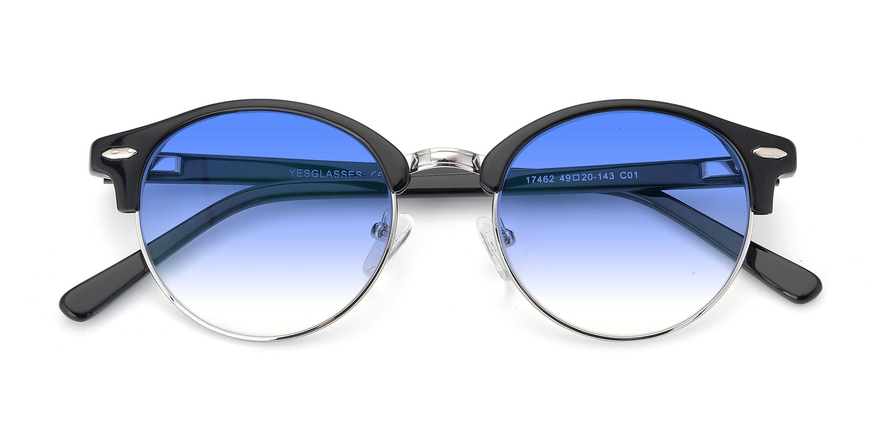 Folded Front of 17462 in Black-Silver with Blue Gradient Lenses