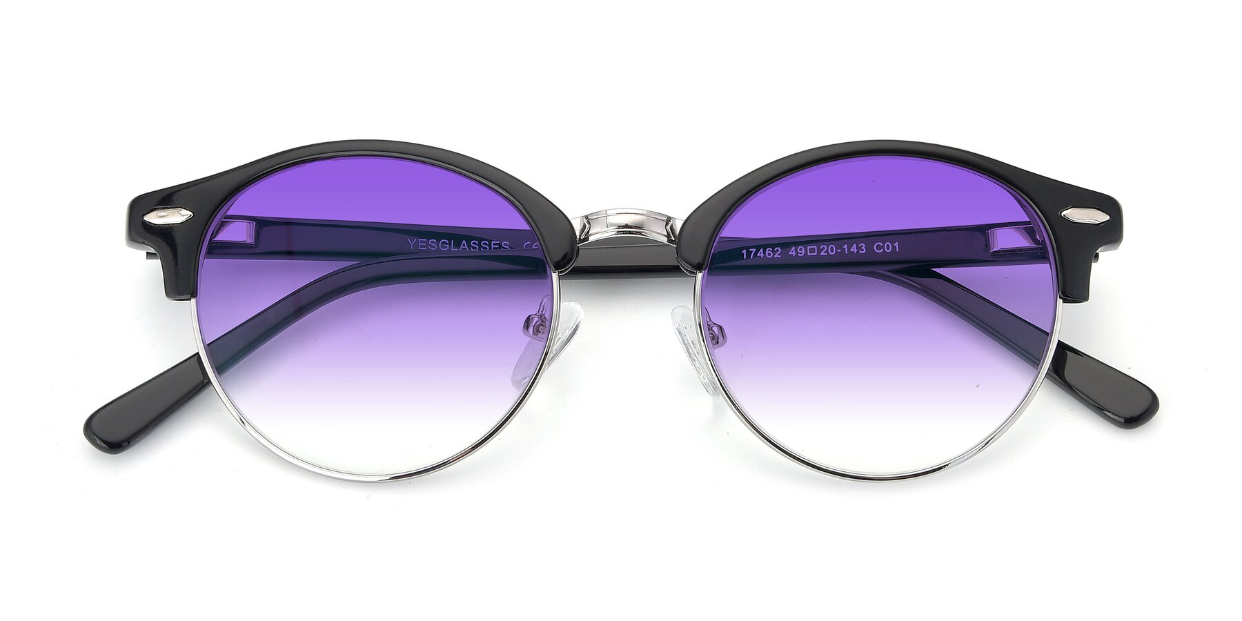 Folded Front of 17462 in Black-Silver with Purple Gradient Lenses