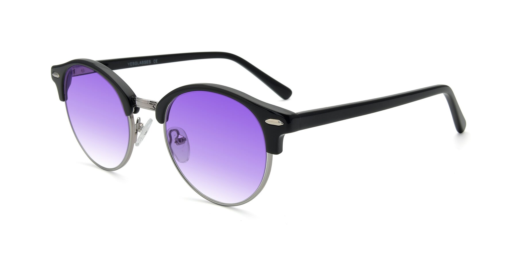 Angle of 17462 in Black-Silver with Purple Gradient Lenses