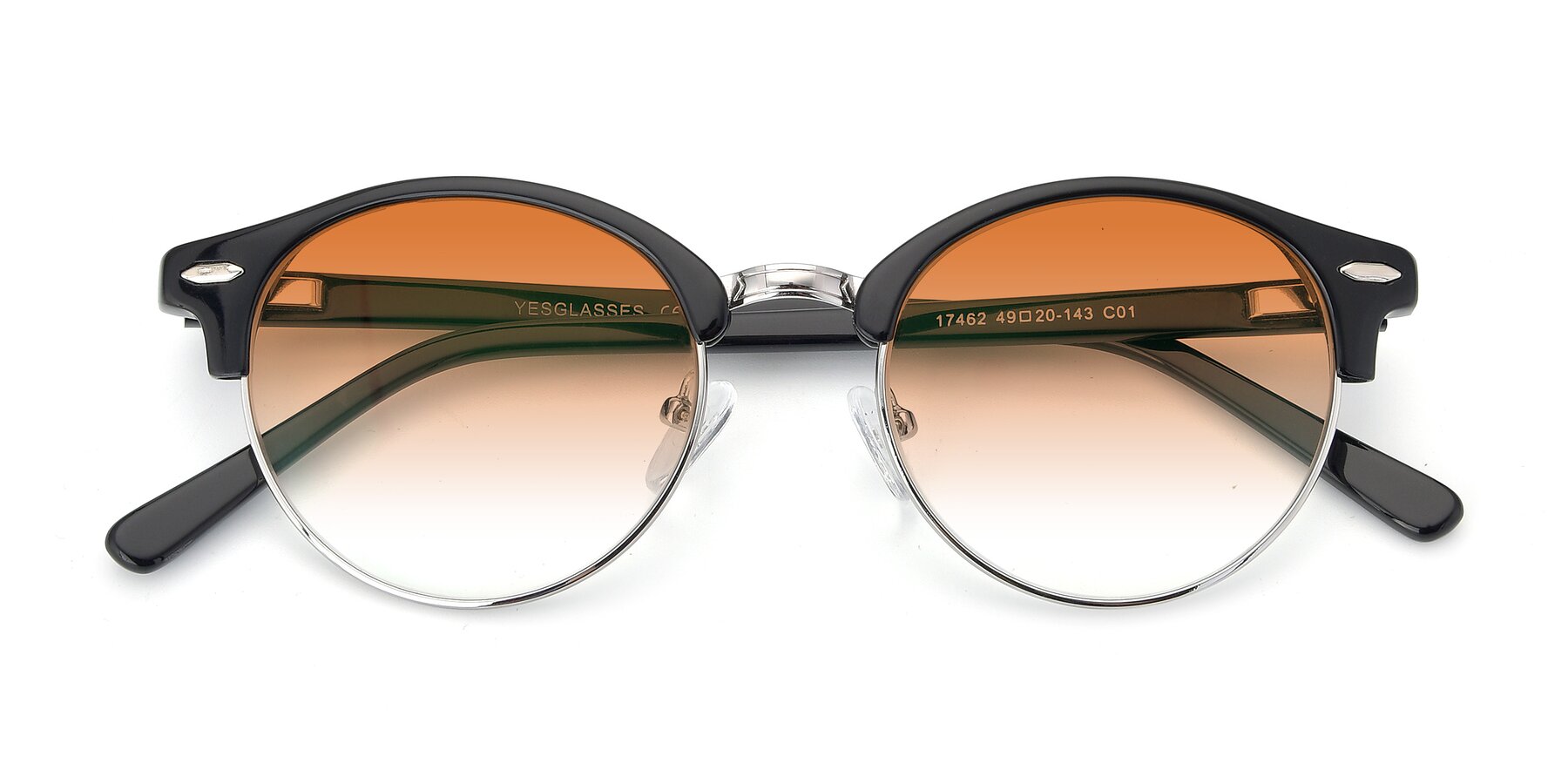 Folded Front of 17462 in Black-Silver with Orange Gradient Lenses