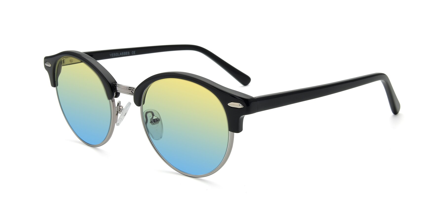 Angle of 17462 in Black-Silver with Yellow / Blue Gradient Lenses