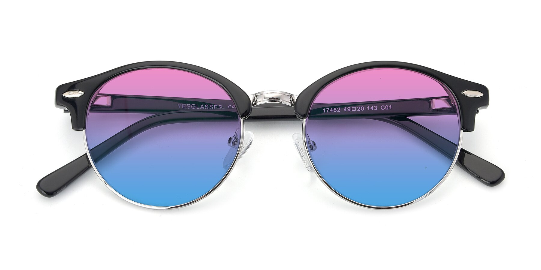 Folded Front of 17462 in Black-Silver with Pink / Blue Gradient Lenses