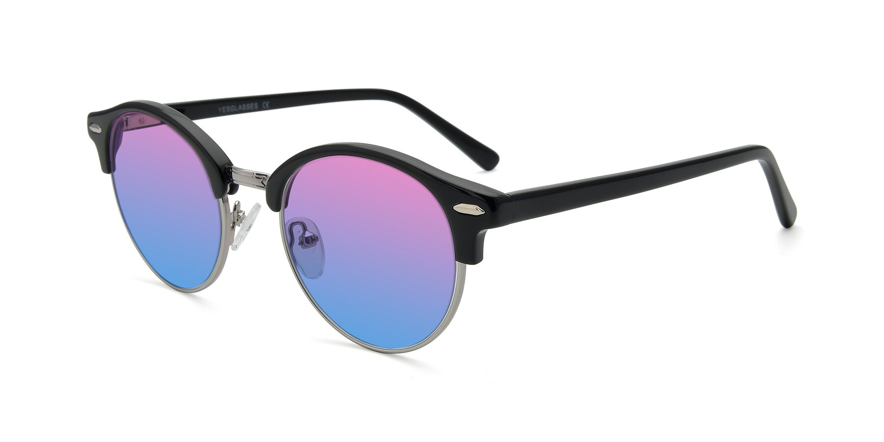 Angle of 17462 in Black-Silver with Pink / Blue Gradient Lenses