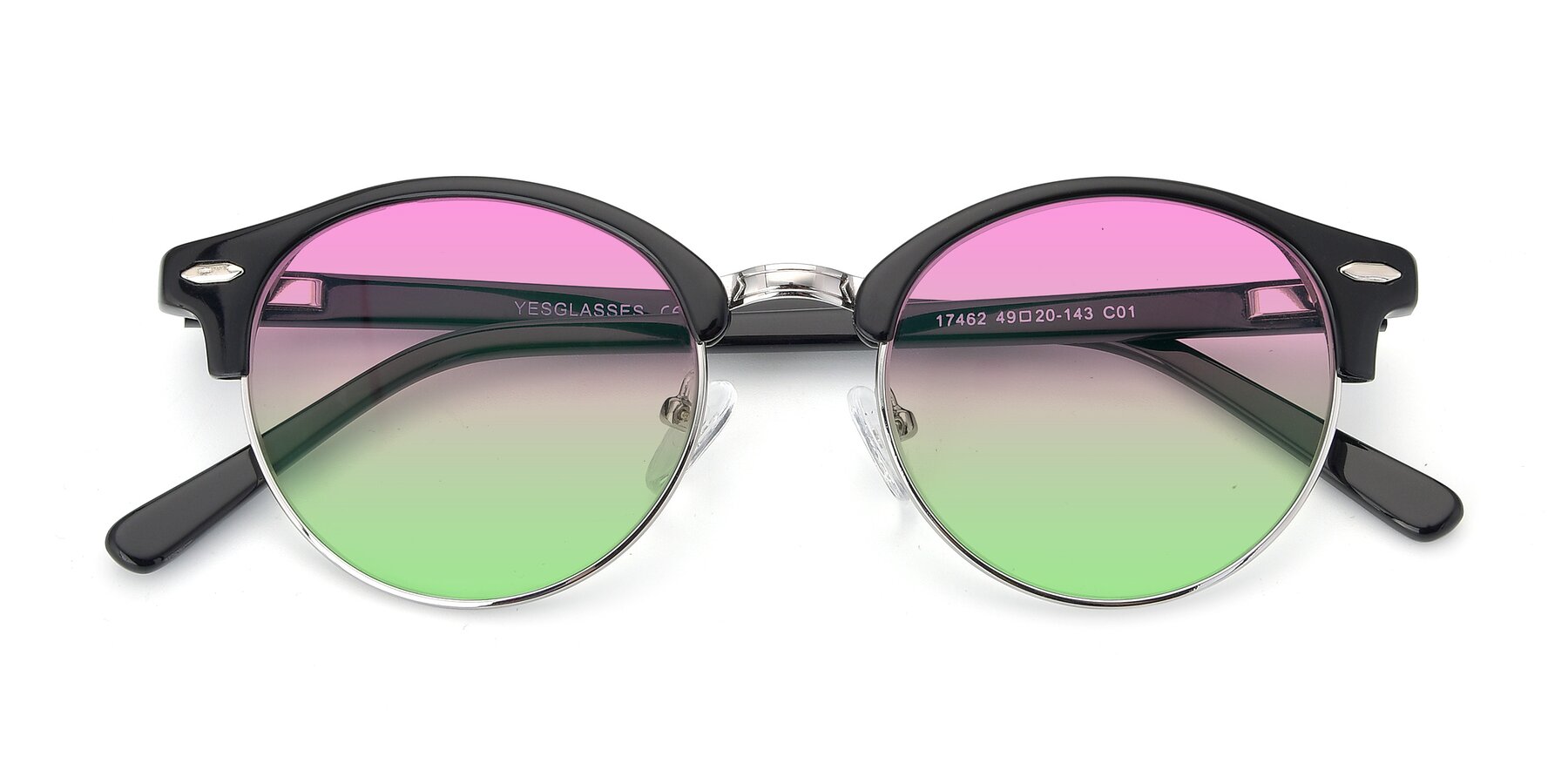 Folded Front of 17462 in Black-Silver with Pink / Green Gradient Lenses