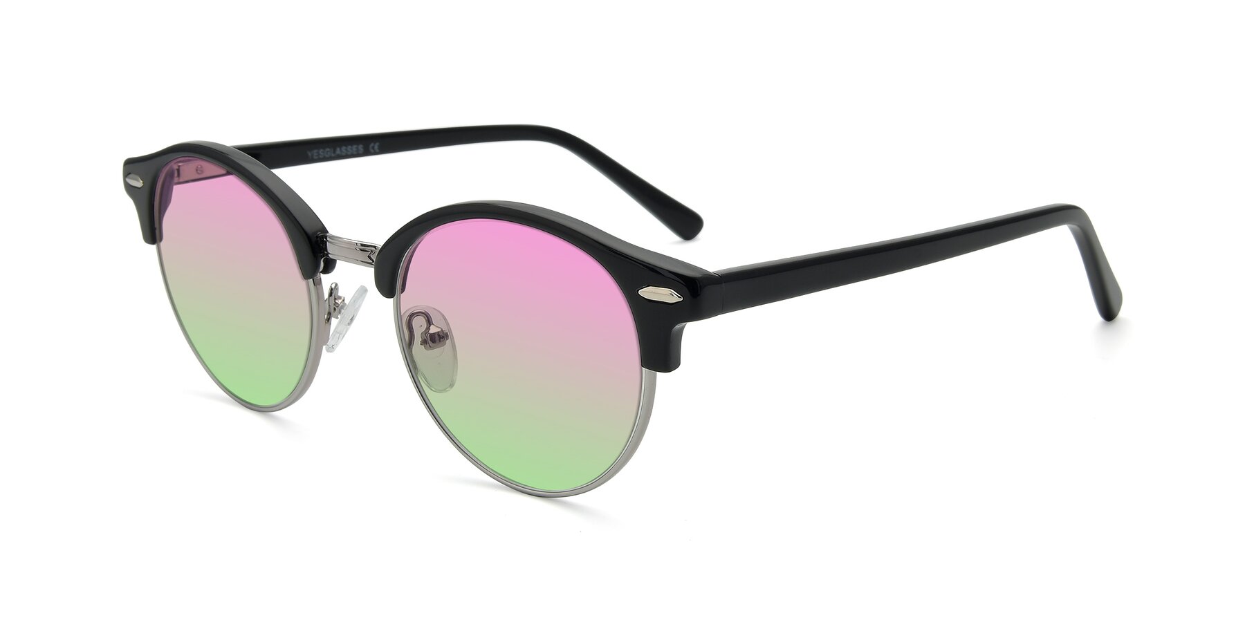 Angle of 17462 in Black-Silver with Pink / Green Gradient Lenses