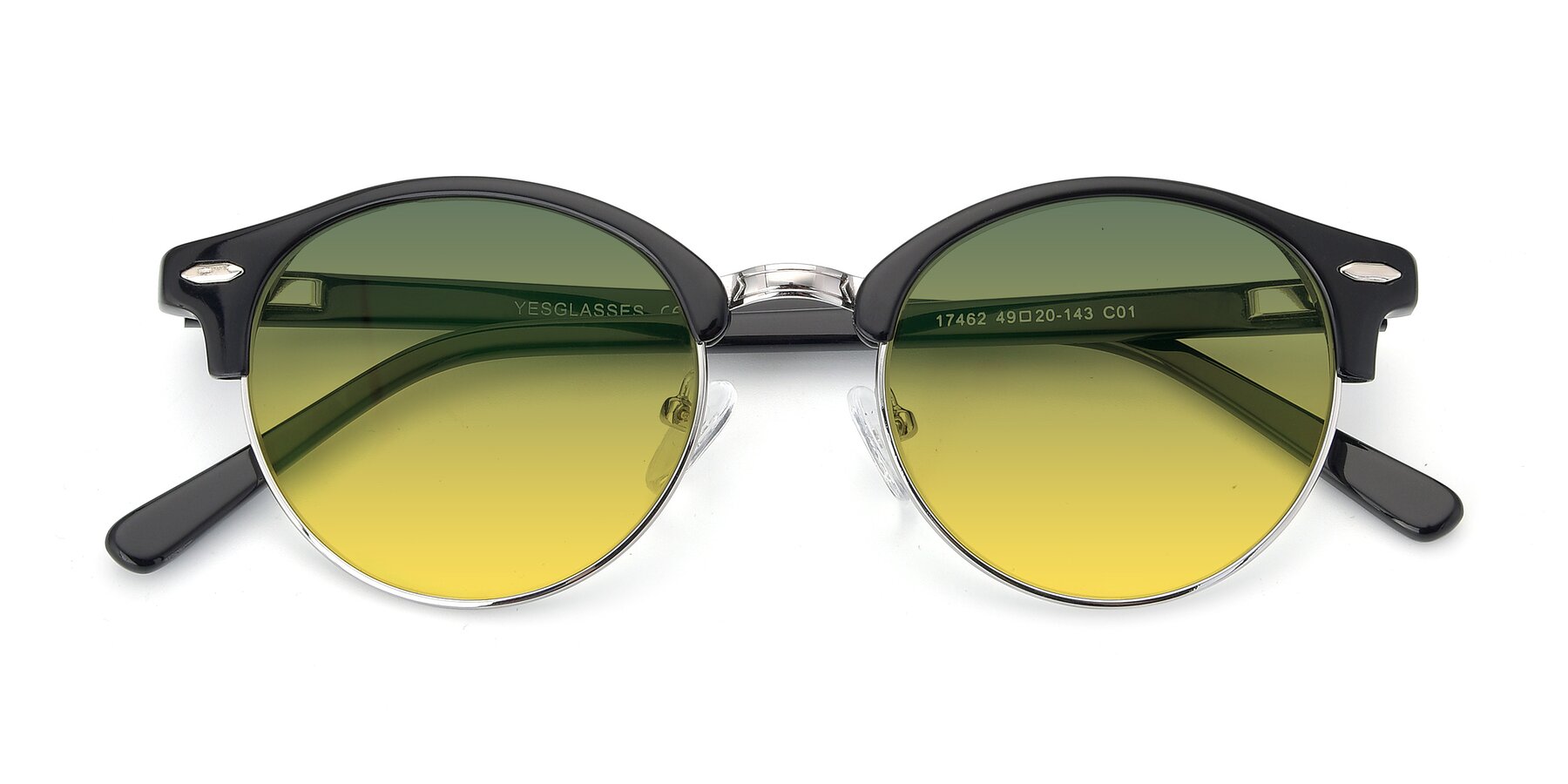 Folded Front of 17462 in Black-Silver with Green / Yellow Gradient Lenses