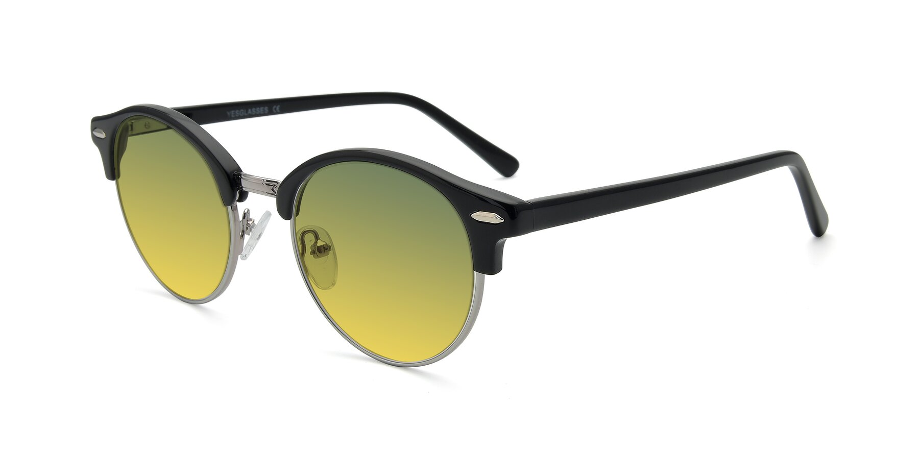 Angle of 17462 in Black-Silver with Green / Yellow Gradient Lenses