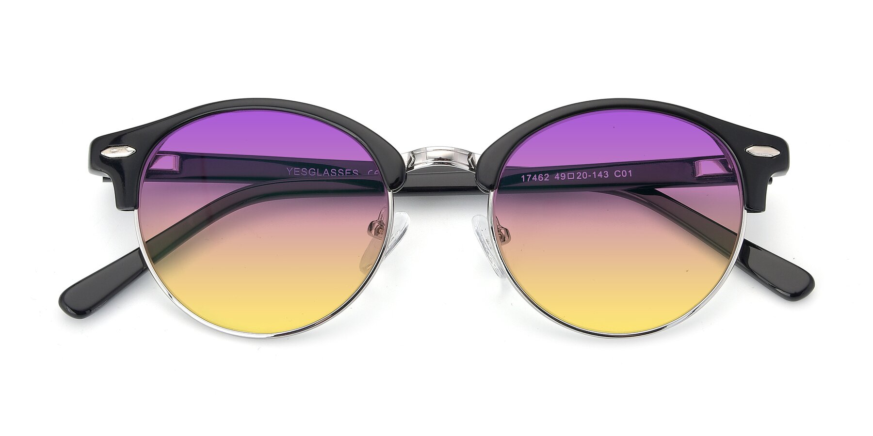Folded Front of 17462 in Black-Silver with Purple / Yellow Gradient Lenses
