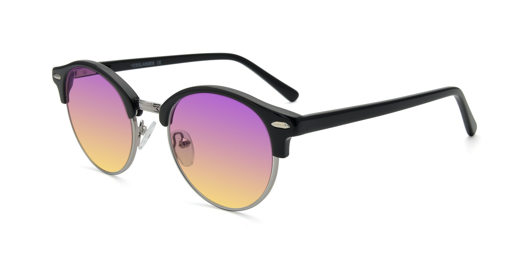 Angle of 17462 in Black-Silver with Purple / Yellow Gradient Lenses