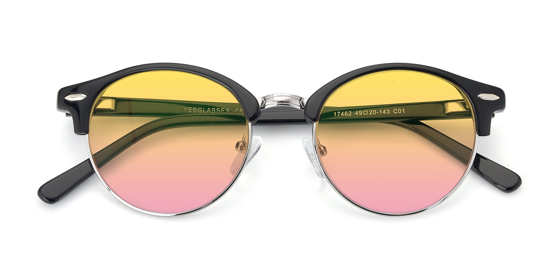 Folded Front of 17462 in Black-Silver with Yellow / Pink Gradient Lenses