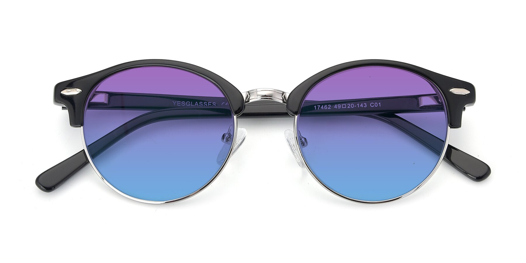 Folded Front of 17462 in Black-Silver with Purple / Blue Gradient Lenses