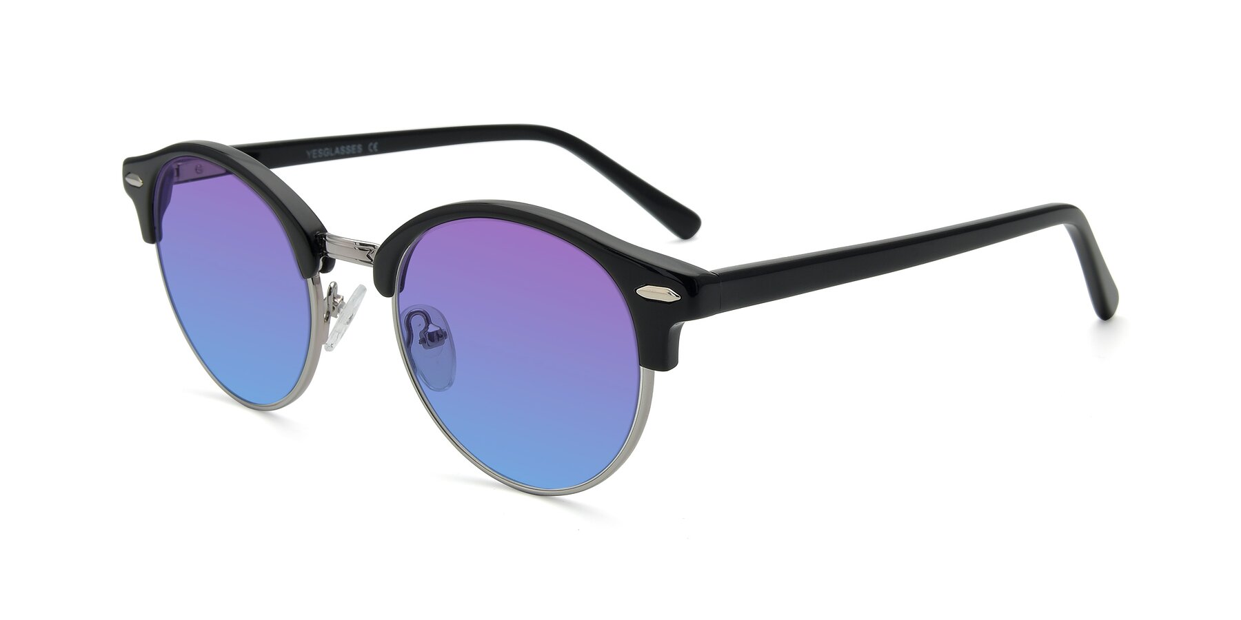 Angle of 17462 in Black-Silver with Purple / Blue Gradient Lenses