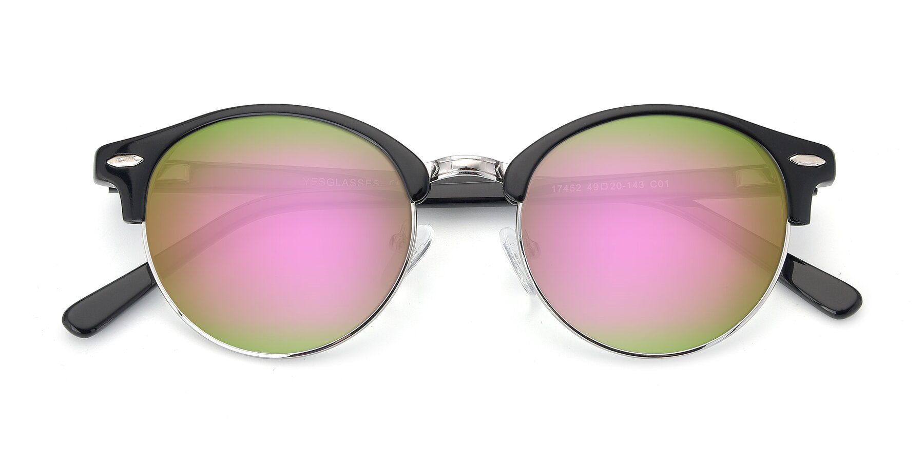 Folded Front of 17462 in Black-Silver with Pink Mirrored Lenses
