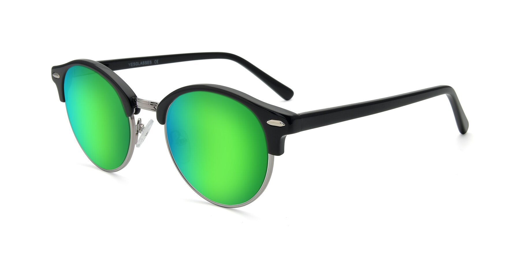 Angle of 17462 in Black-Silver with Green Mirrored Lenses
