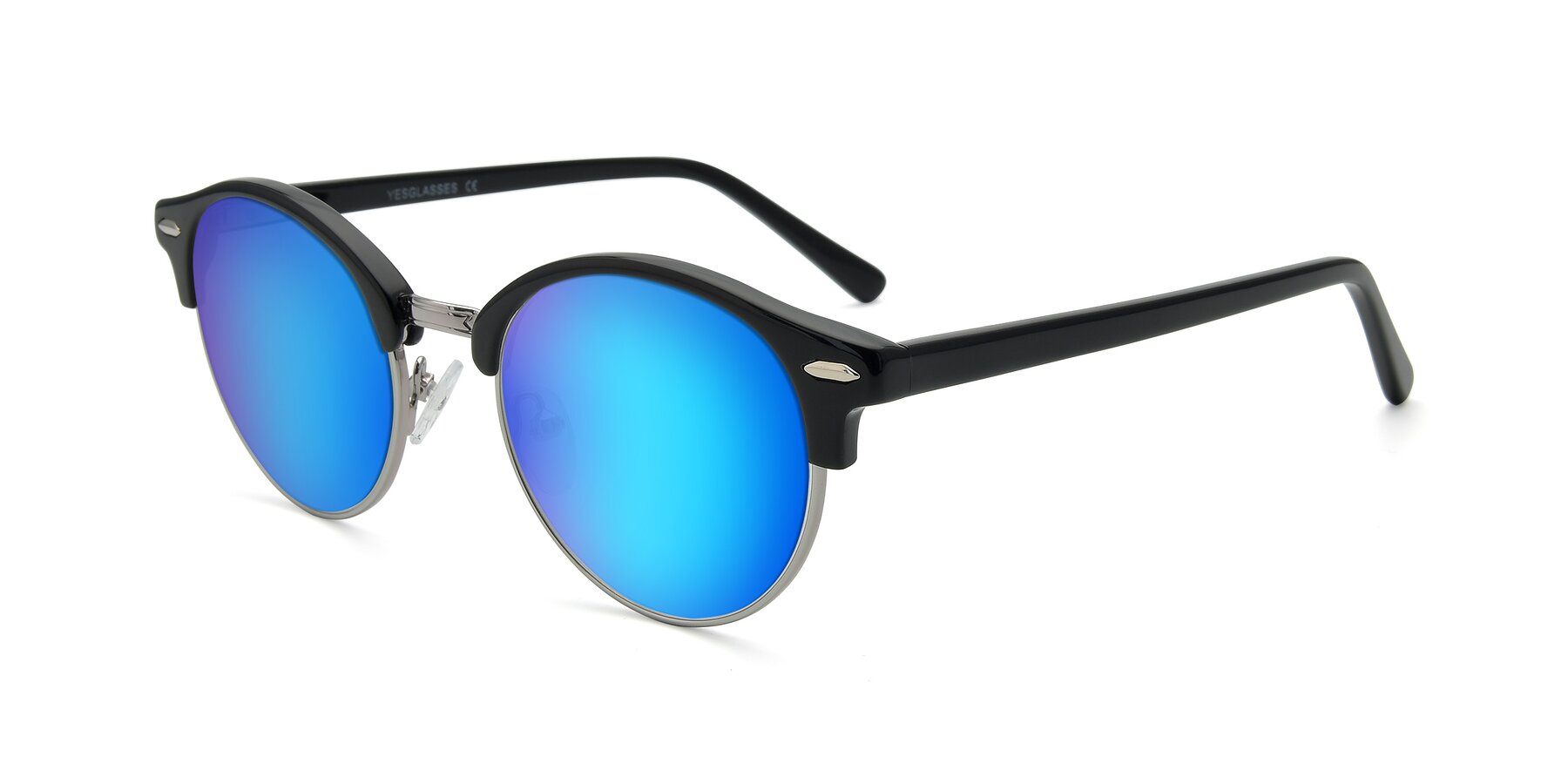Angle of 17462 in Black-Silver with Blue Mirrored Lenses
