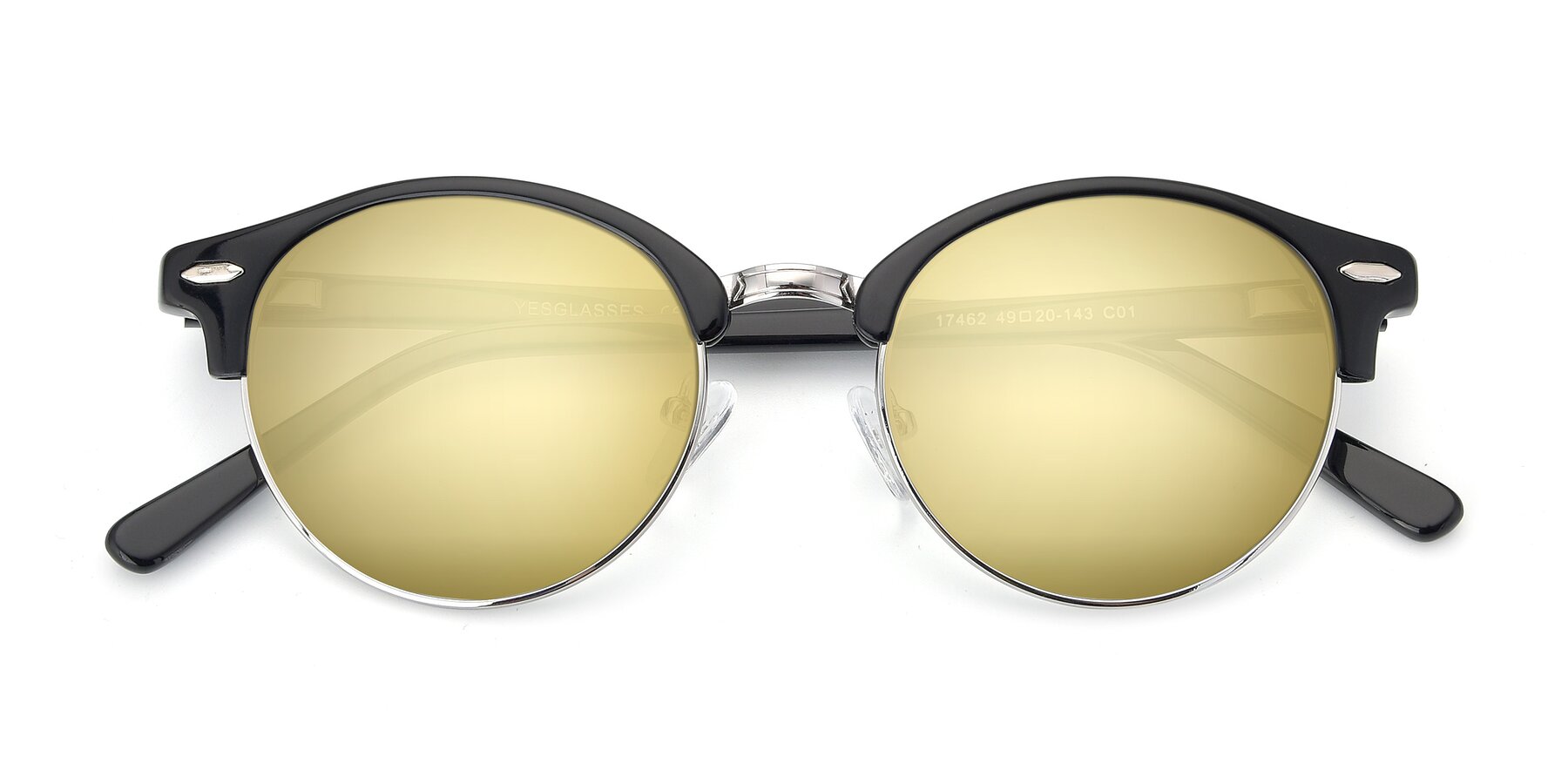 Folded Front of 17462 in Black-Silver with Gold Mirrored Lenses