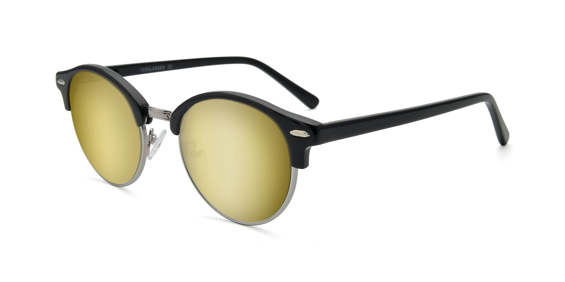 Angle of 17462 in Black-Silver with Gold Mirrored Lenses