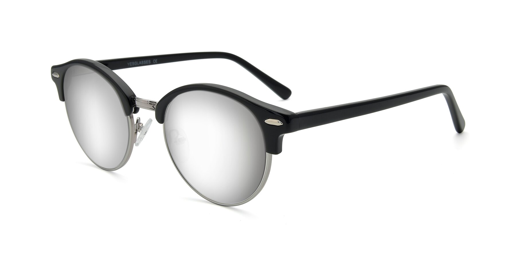 Angle of 17462 in Black-Silver with Silver Mirrored Lenses
