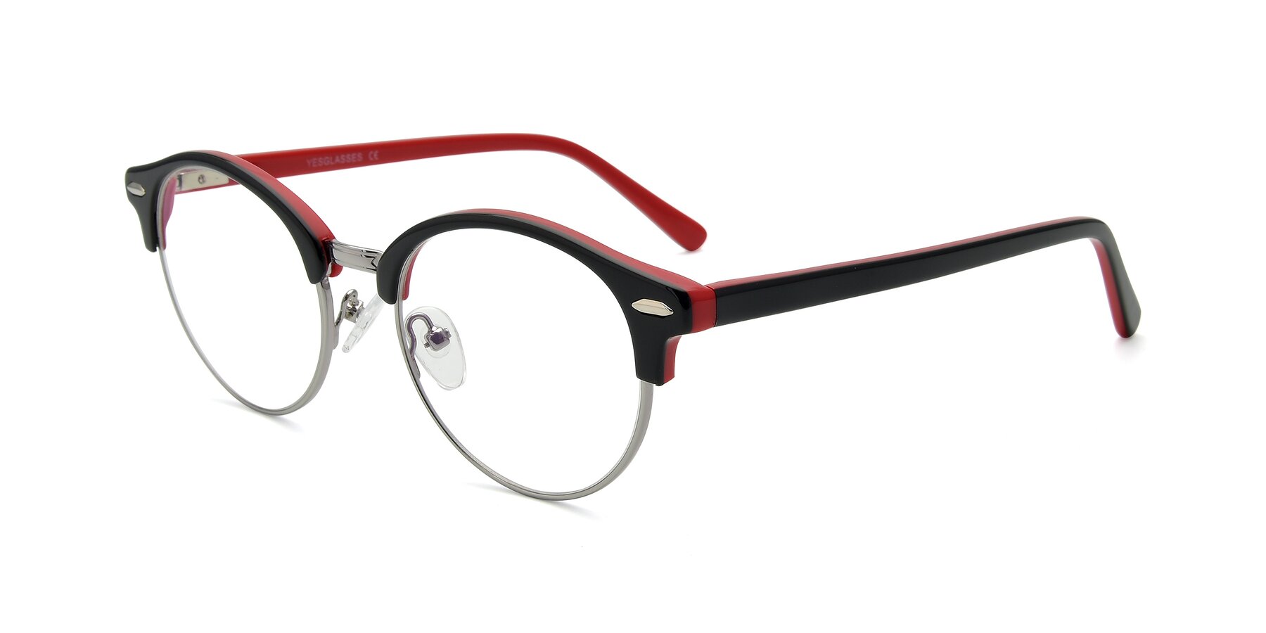 Angle of 17462 in Black-Wine with Clear Reading Eyeglass Lenses
