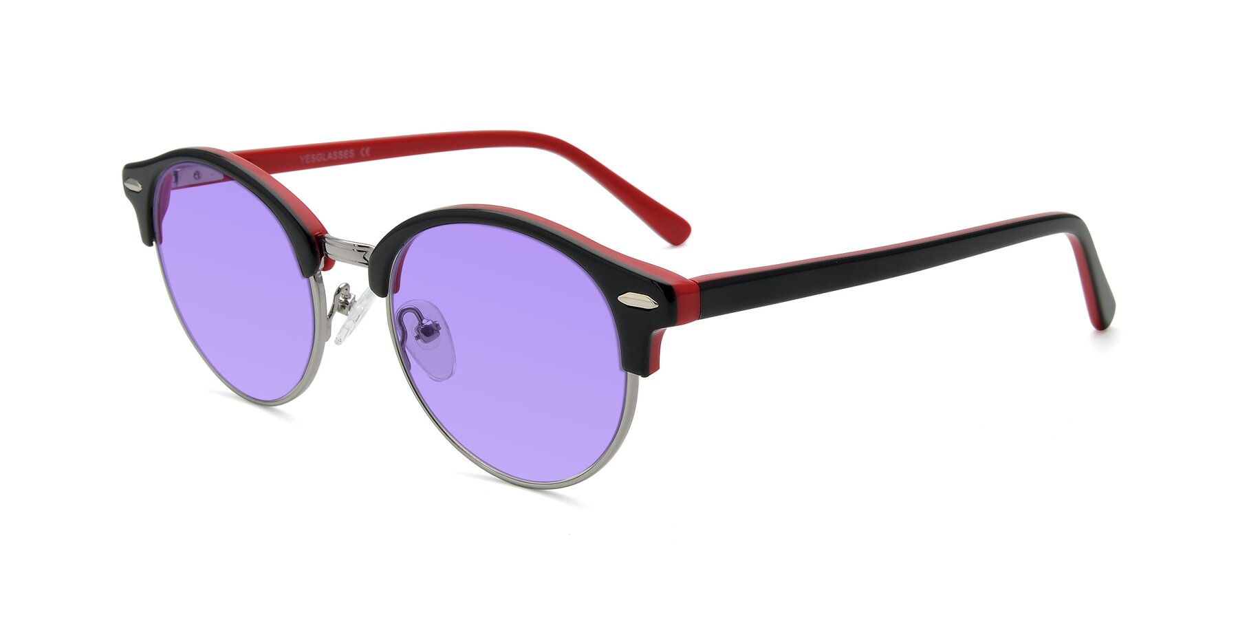 Angle of 17462 in Black-Wine with Medium Purple Tinted Lenses