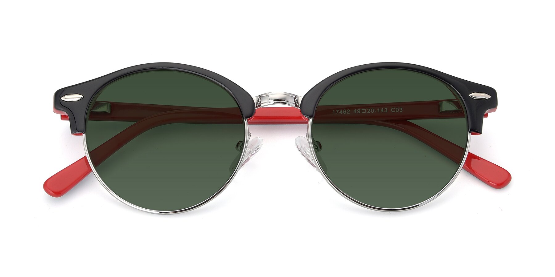 Folded Front of 17462 in Black-Wine with Green Tinted Lenses