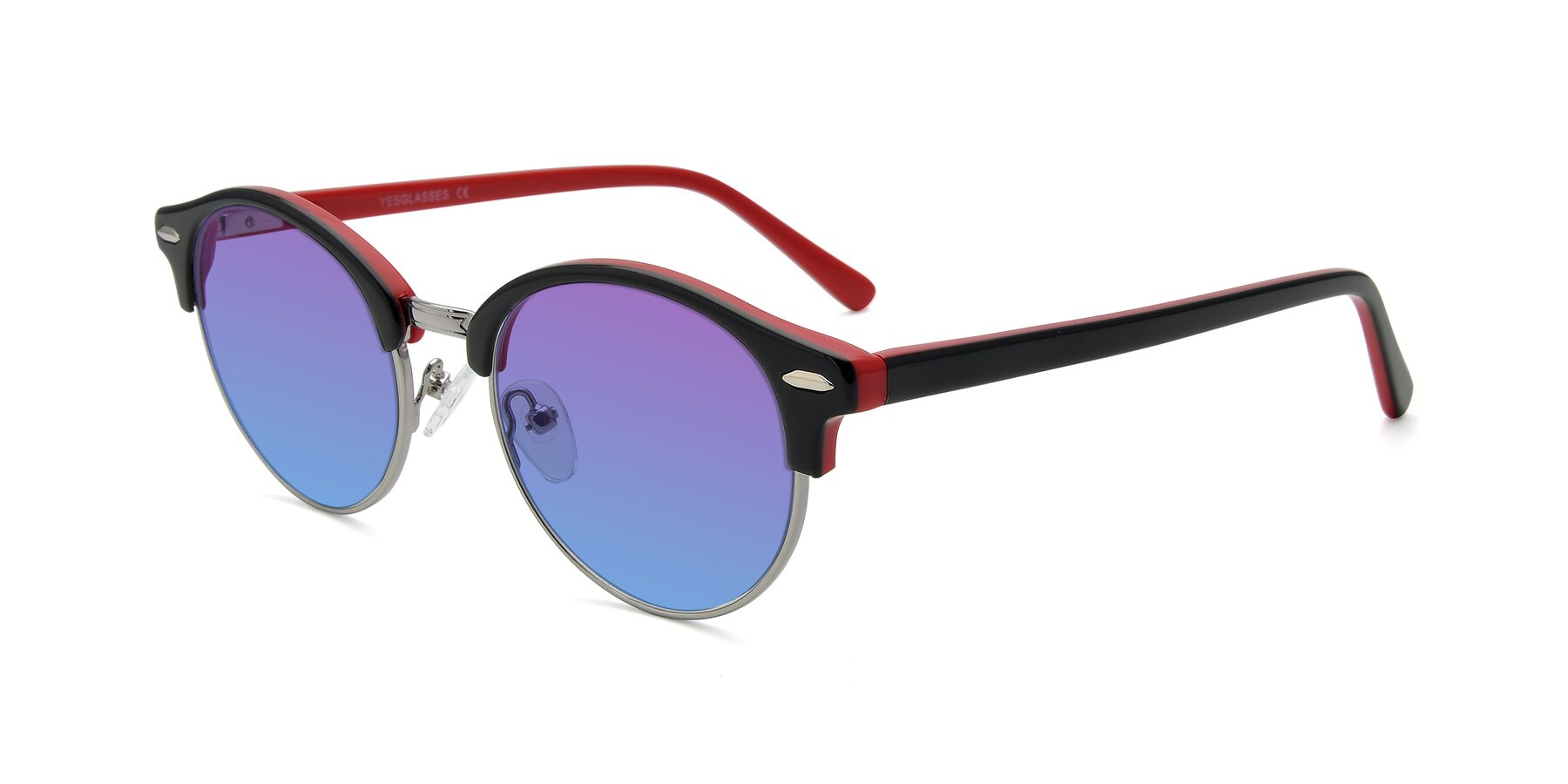 Angle of 17462 in Black-Wine with Purple / Blue Gradient Lenses