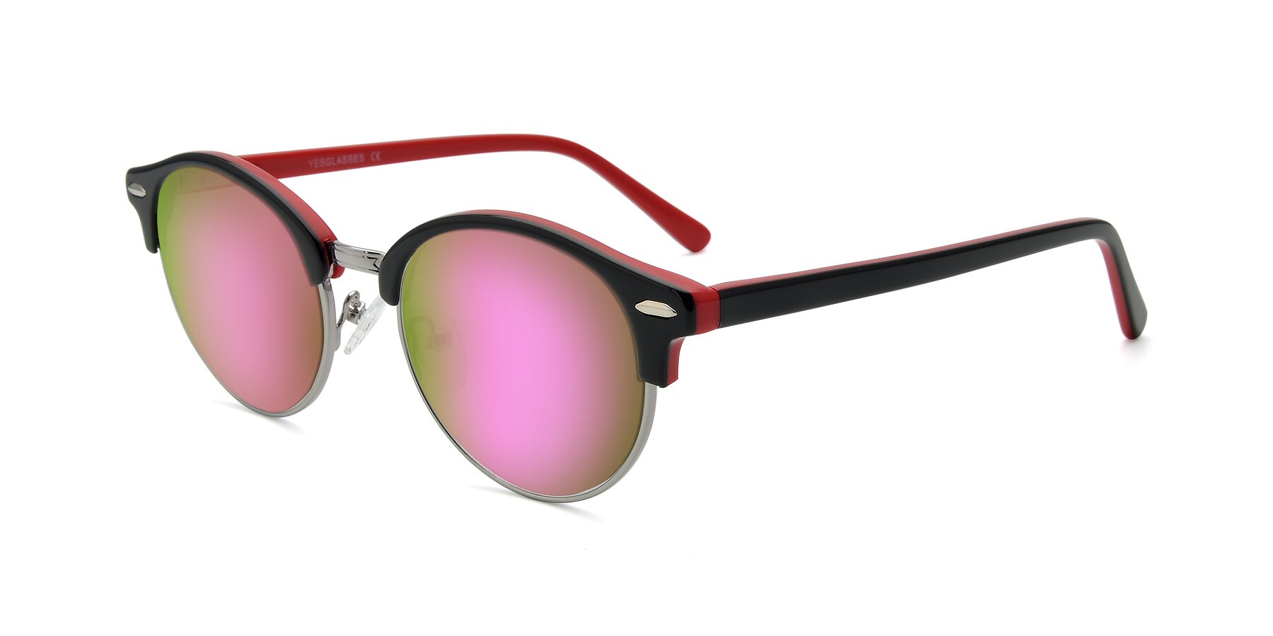 Angle of 17462 in Black-Wine with Pink Mirrored Lenses