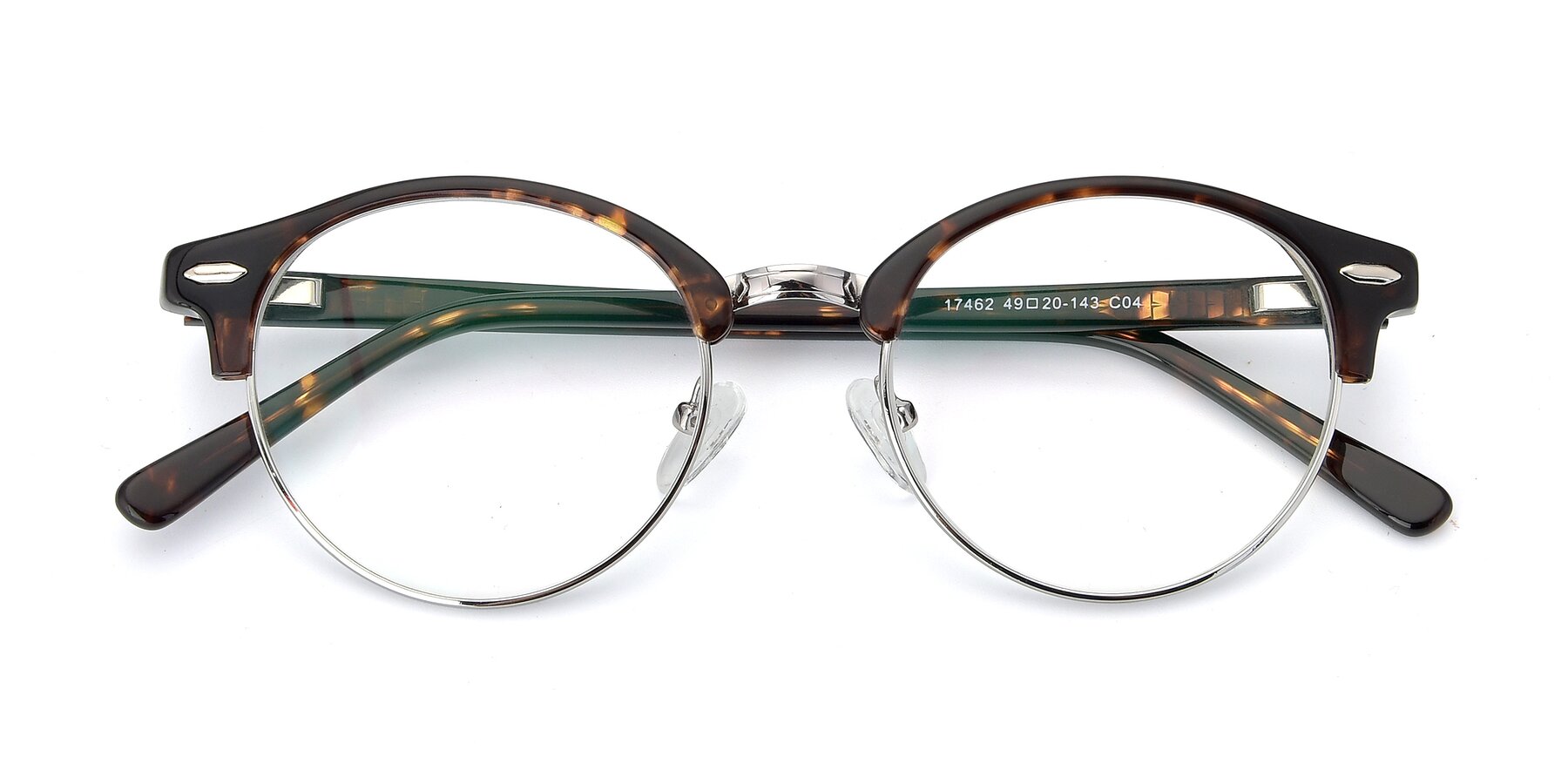 Folded Front of 17462 in Tortoise-Silver with Clear Reading Eyeglass Lenses