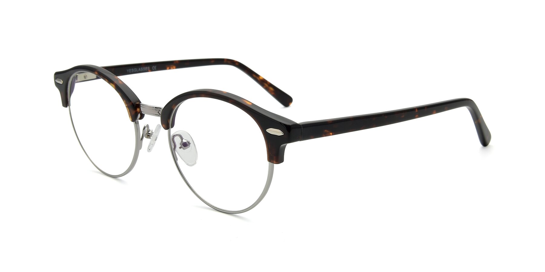 Angle of 17462 in Tortoise-Silver with Clear Eyeglass Lenses