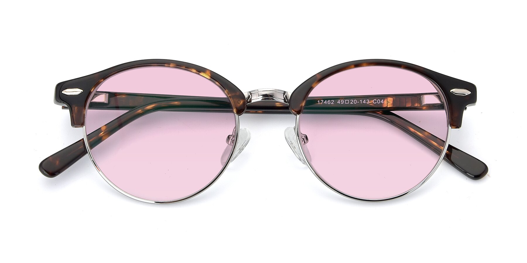 Folded Front of 17462 in Tortoise-Silver with Light Pink Tinted Lenses