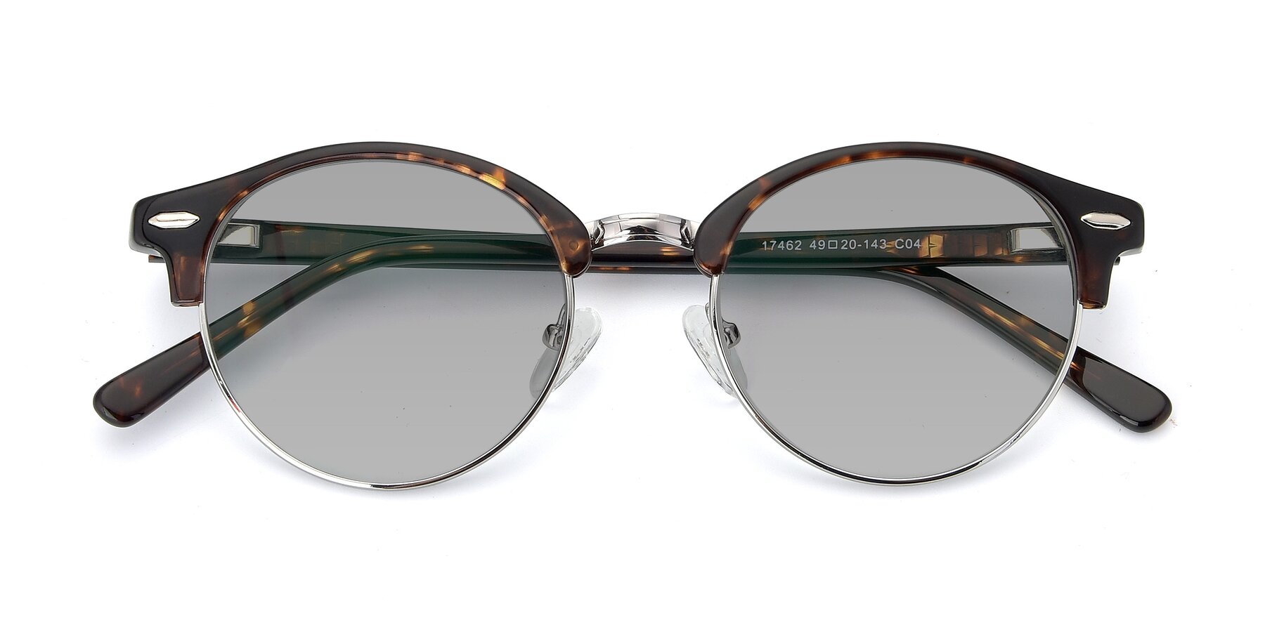 Folded Front of 17462 in Tortoise-Silver with Light Gray Tinted Lenses
