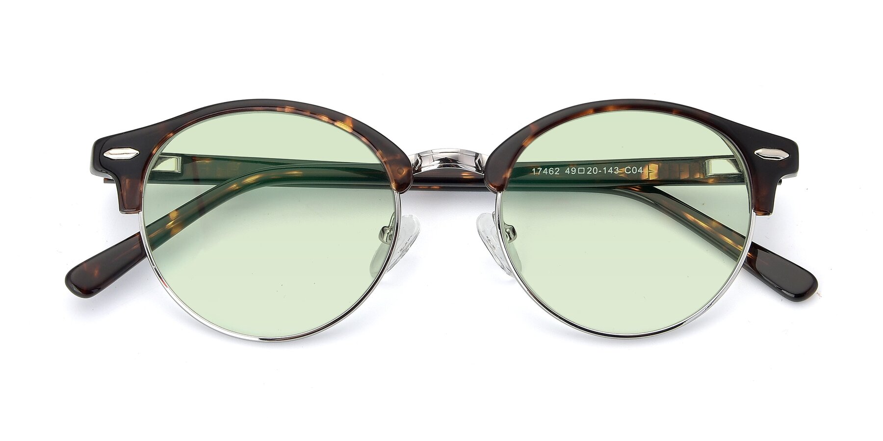 Folded Front of 17462 in Tortoise-Silver with Light Green Tinted Lenses