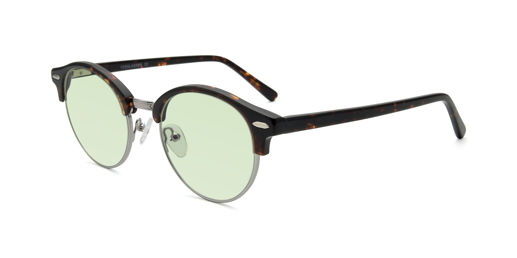 Angle of 17462 in Tortoise-Silver with Light Green Tinted Lenses