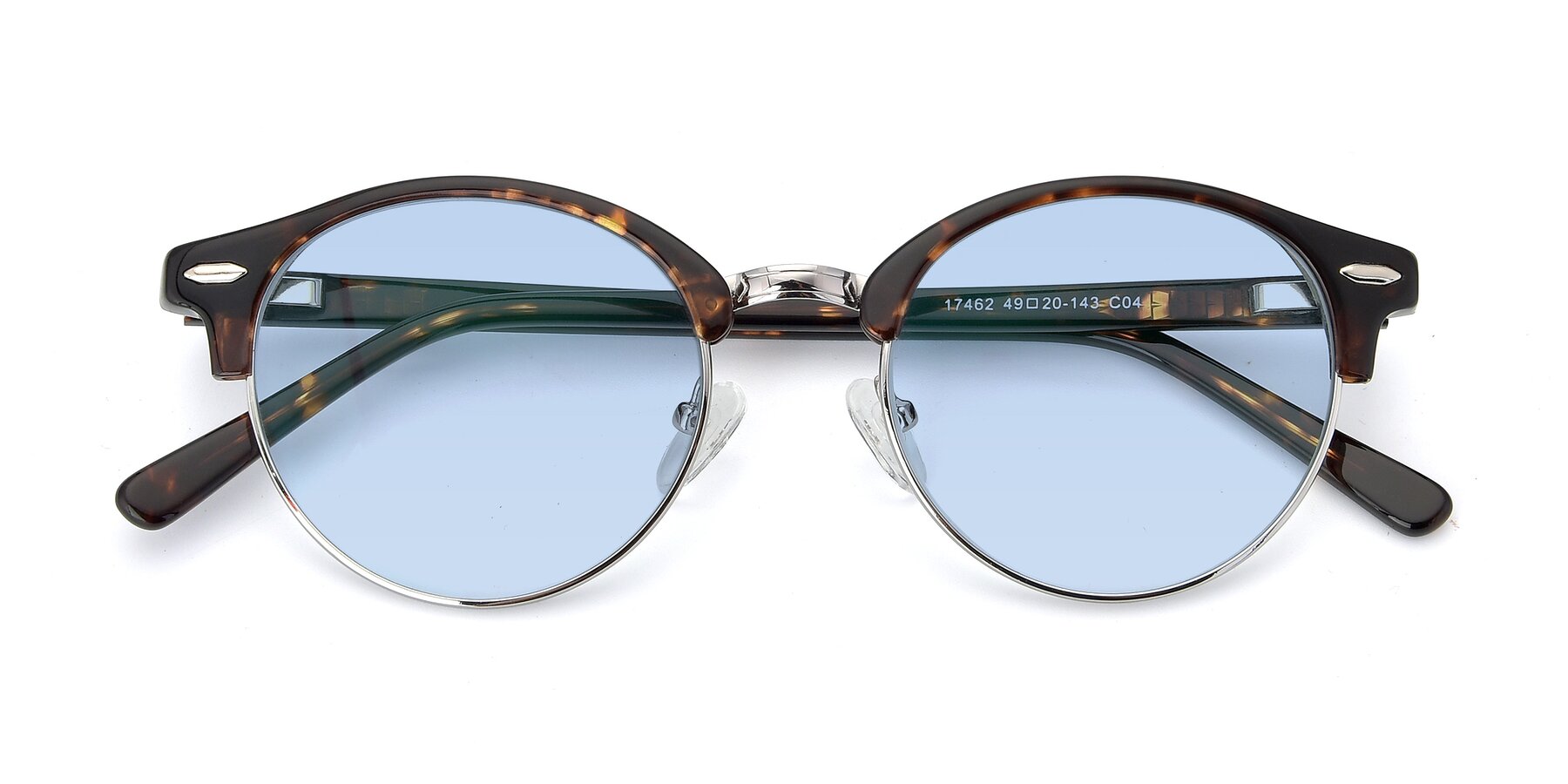 Folded Front of 17462 in Tortoise-Silver with Light Blue Tinted Lenses