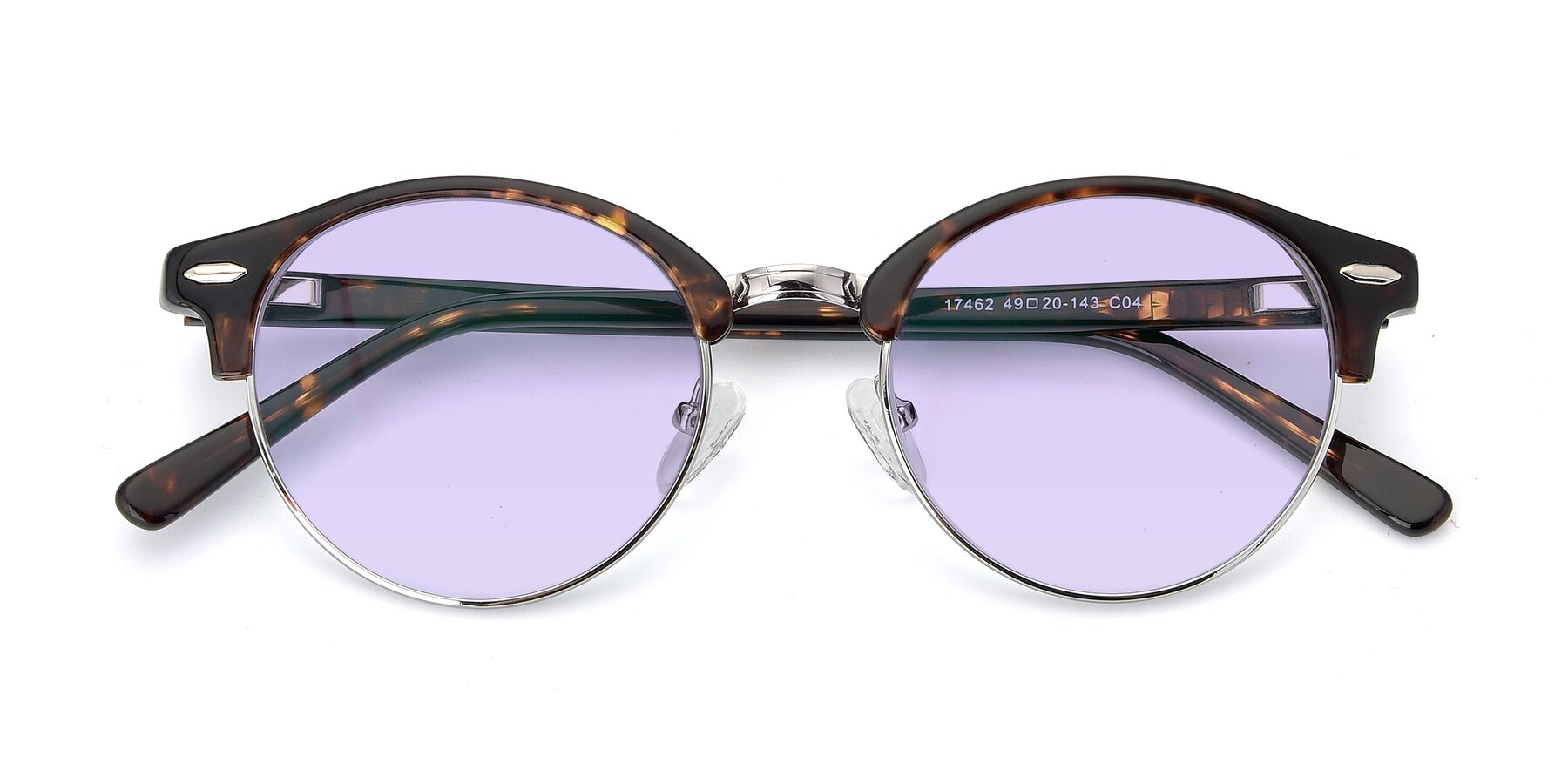 Folded Front of 17462 in Tortoise-Silver with Light Purple Tinted Lenses