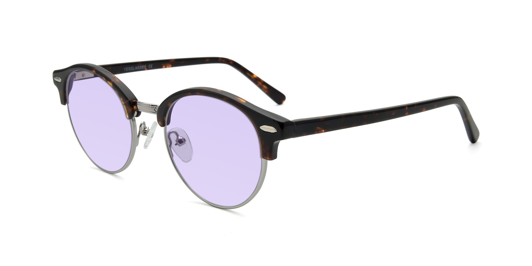 Angle of 17462 in Tortoise-Silver with Light Purple Tinted Lenses