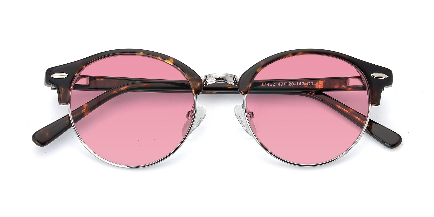 Folded Front of 17462 in Tortoise-Silver with Pink Tinted Lenses