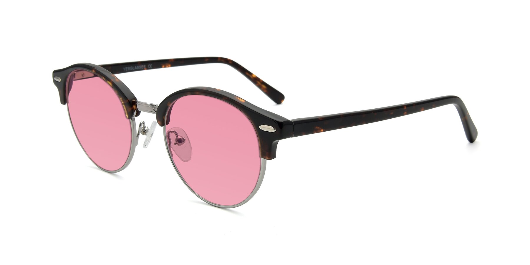 Angle of 17462 in Tortoise-Silver with Pink Tinted Lenses
