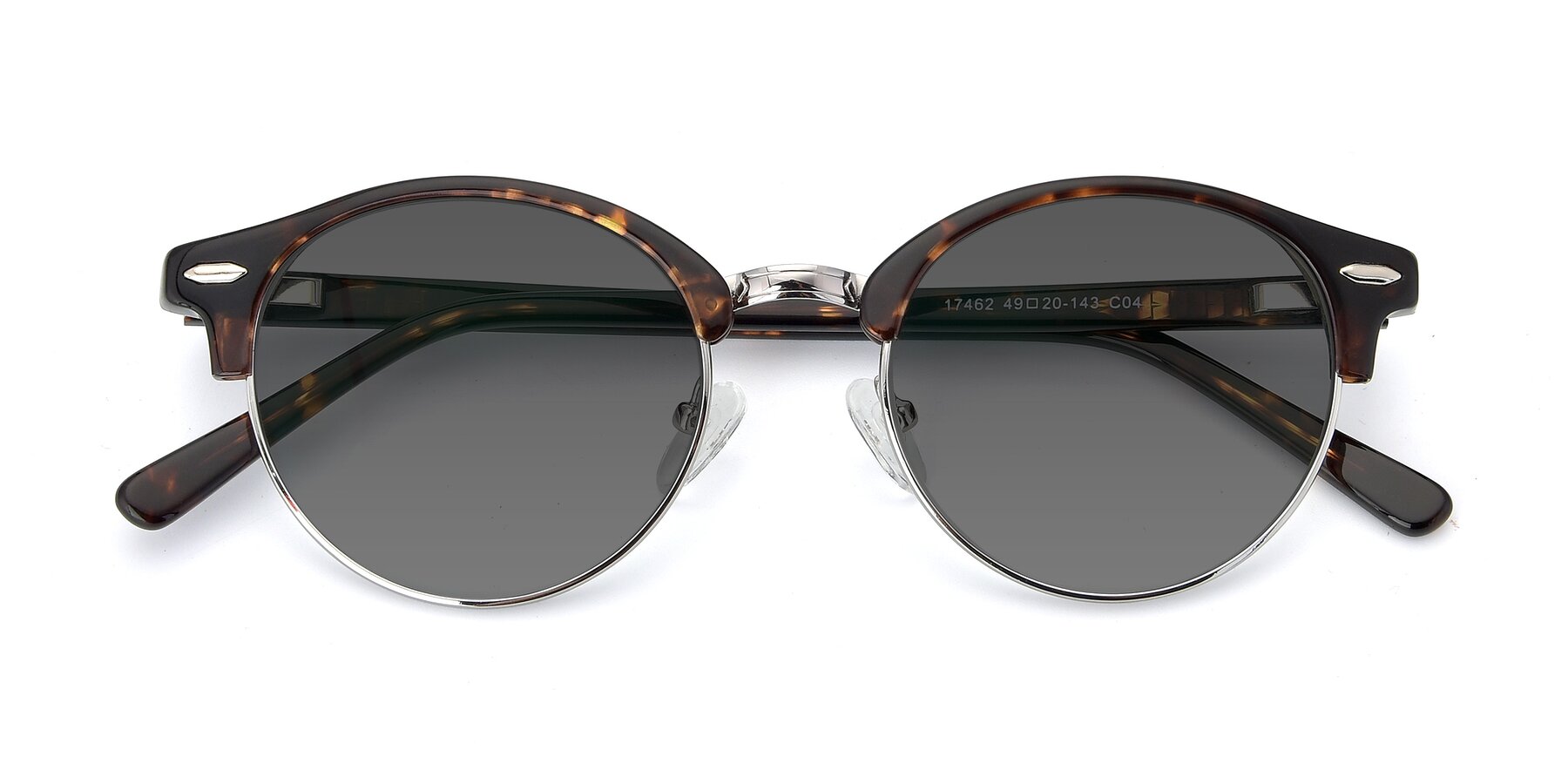 Folded Front of 17462 in Tortoise-Silver with Medium Gray Tinted Lenses